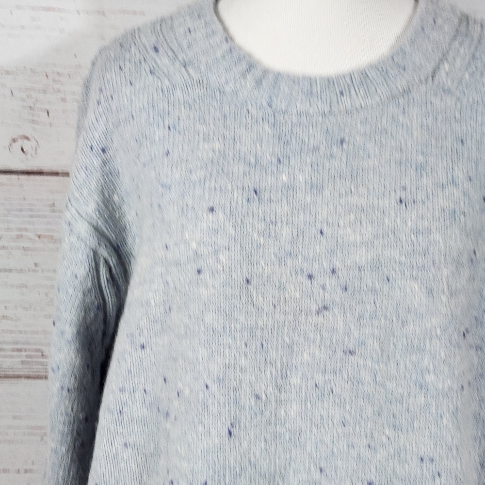 CLUB MONACO Light Blue Speckled Wool Blend Crew Neck Sweater Large - Picture 5 of 11